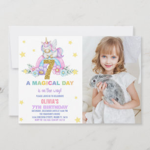 Convites Star Rainbow Unicorn Birthday Invtions w foto