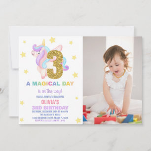 Convites Star Rainbow Unicorn Birthday Invtions w foto