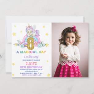 Convites Star Rainbow Unicorn Birthday Invtions w foto