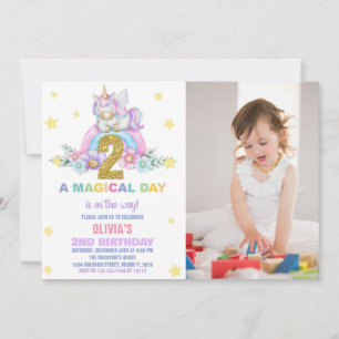 Convites Star Rainbow Unicorn Birthday Invtions w foto