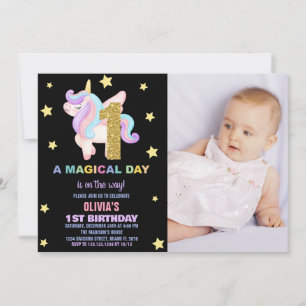 Convites Star Rainbow Unicorn Birthday Invtions w foto