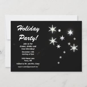 Convites Star Sparkle Black Holiday Party