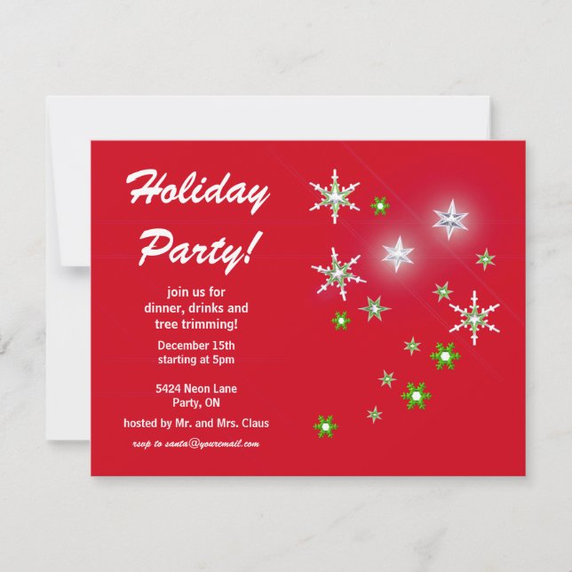 Convites Star Sparkle Red Holiday Party (Frente)