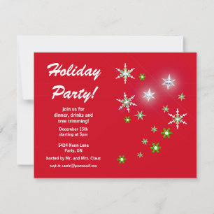 Convites Star Sparkle Red Holiday Party