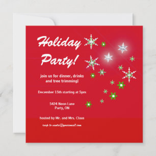 Convites Star Sparkle Red Holiday Party