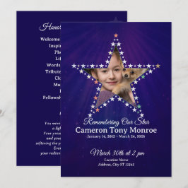 Convites Star‑Themed 1‑Photo Memorial Program