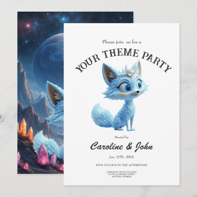 Convites Star Whisper Fox – Keeper of Crystal Light.  (Frente/Verso)