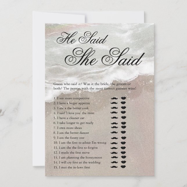 Convites Starfish and Shells Tropical Beach Bridal Shower (Frente)