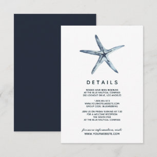 Convites Starfish Azul Detalhes do Convidado de Casamento