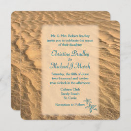 Convites Starfish Beach Teal e Sand Wedding