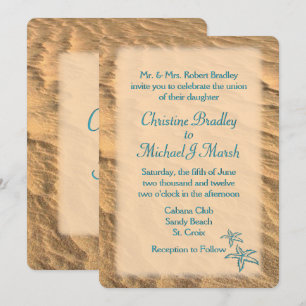 Convites Starfish Beach Teal e Sand Wedding
