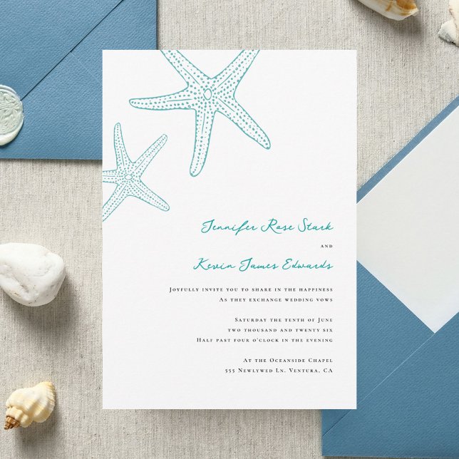 Convites Starfish Beach Wedding (Criador carregado)