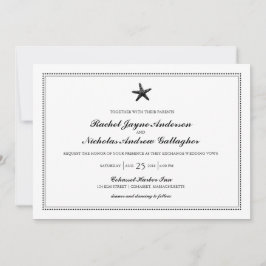 Convites Starfish Clássico Gracioso Preto | Casamento