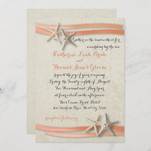 Convites Starfish e Beach Coral Ribbon