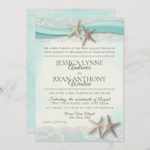 Convites Starfish e Lace Vintage Beach Wedding