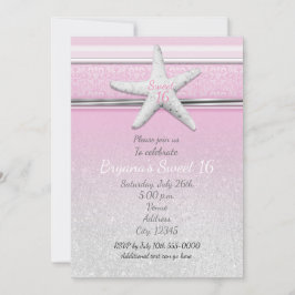 Convites Starfish Elegant Beach Rosa Sweet 16