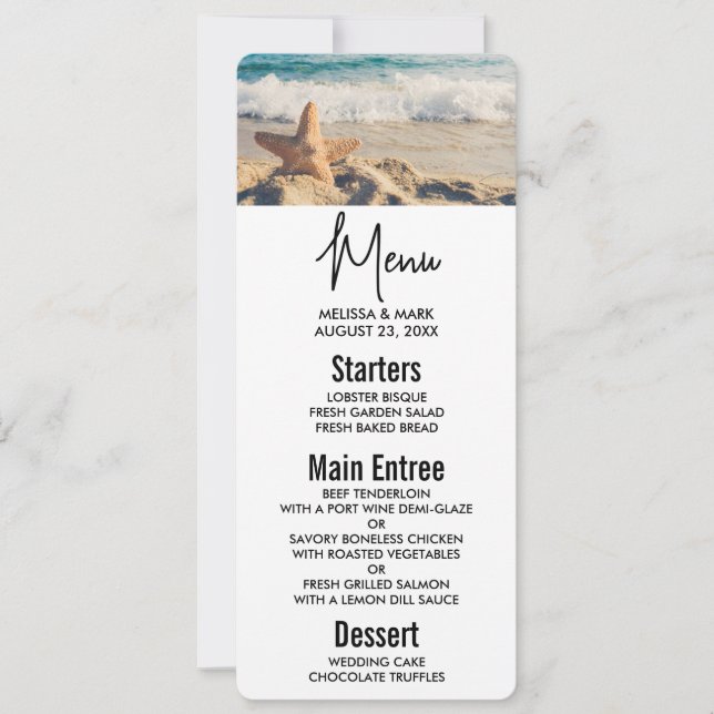 Convites Starfish em uma fotografia de Sandy Beach (Frente)