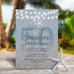Convites Starfish Modern Dusty Blue Glitter 50º Aniversário<br><div class="desc">Starfish Modern Dusty Blue Glitter 50º Convites de aniversário.</div>