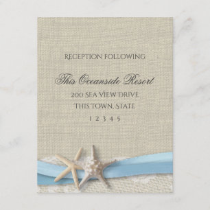 Convites Starfish Ribbon e Lace Blue Beach Response Card