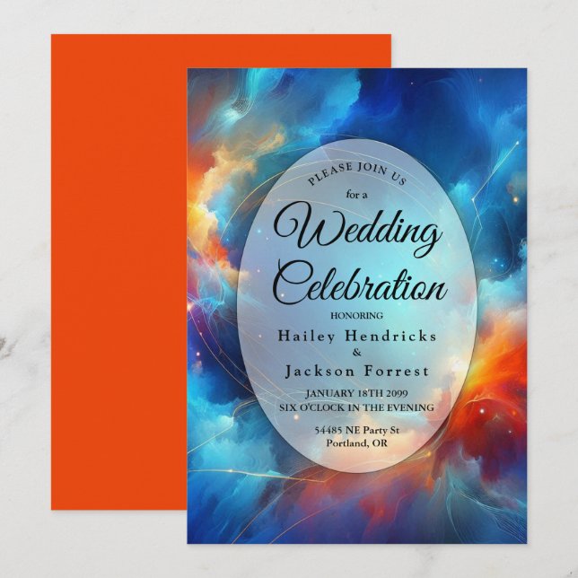 Convites Starlight Fusion of Fire and Ice Wedding (Frente/Verso)