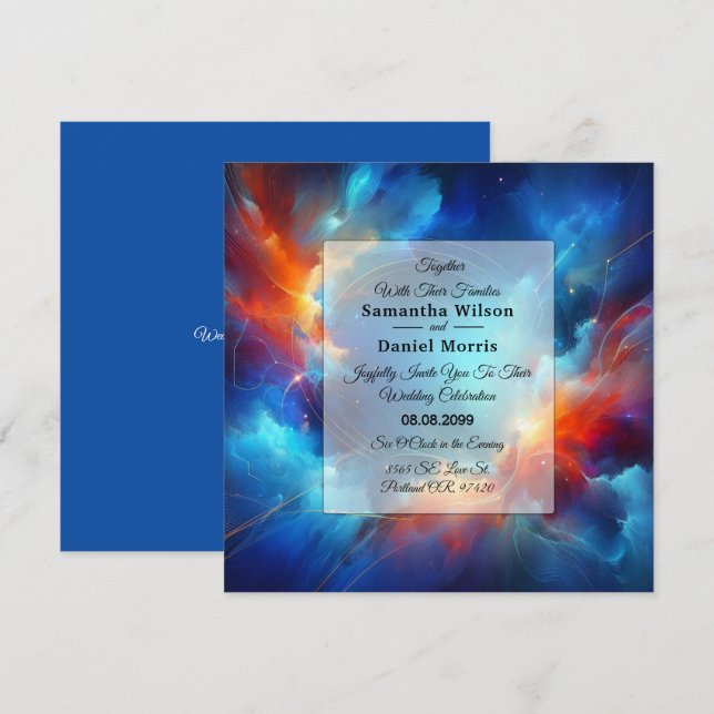 Convites Starlight Fusion of Fire and Ice Wedding (Frente/Verso)