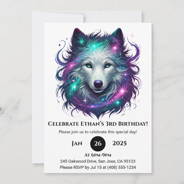 Convites Starlight Wolf Birthday (Frente)
