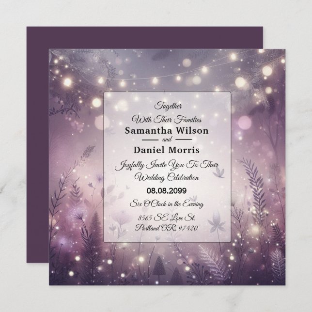 Convites Starlit Enchantment em Bloom Wedding (Frente/Verso)