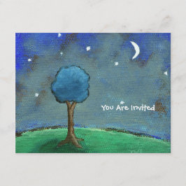 Convites Starry Night, Abstrato Landscape Tree Stars Moon