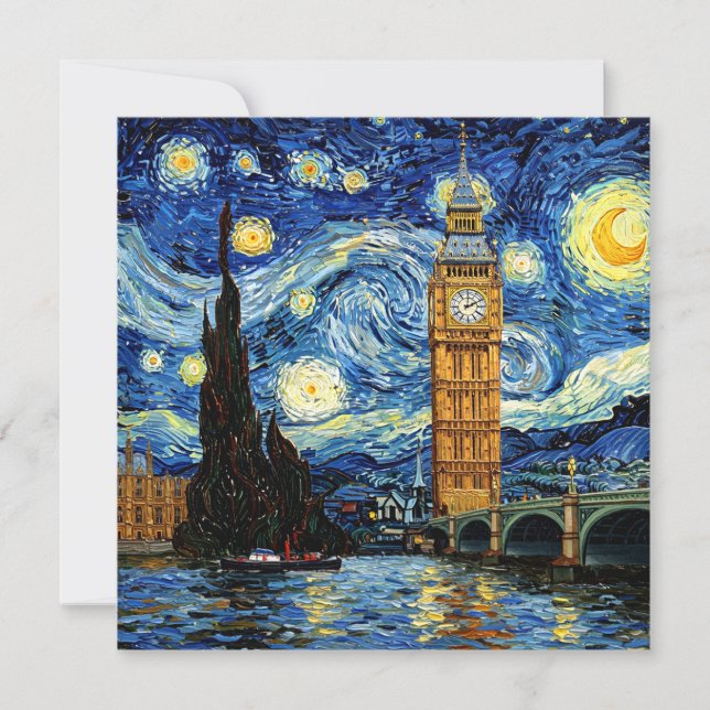 Convites Starry Night Big Ben London England (Frente)