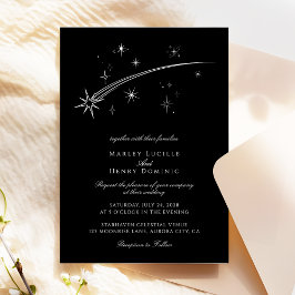 Convites Starry Night Black and White Celestial Wedding