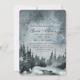 Convites Starry Night | Casamento de Floresta em Aquarela