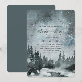 Convites Starry Night | Casamento de Floresta em Aquarela