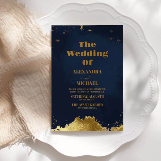 Convites Starry Night Celestial Casamento Galáxico (Criador carregado)