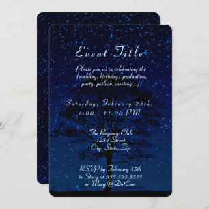 Convites Starry Night com Tree Dark Blue