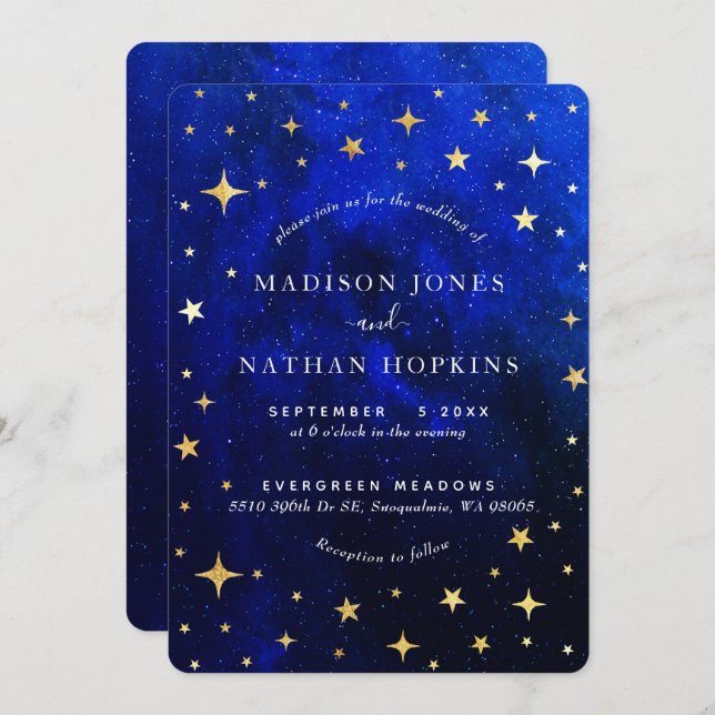 Convites Starry Night Galaxy Wedding (Frente/Verso)