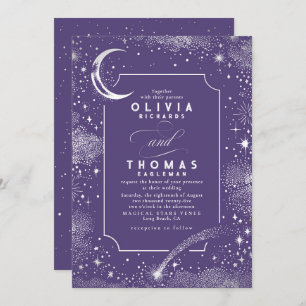Convites Starry Night Moon A Atirar Casamento Celestial da