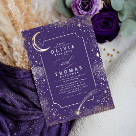Convites Starry Night Moon A Atirar Casamento Celestial da