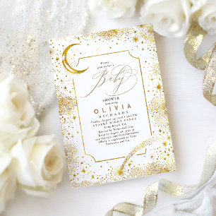 Convites Starry Night Moon Mystical Celestial Chá de fralda