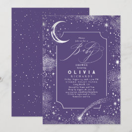Convites Starry Night Moon Mystical Celestial Chá de fralda