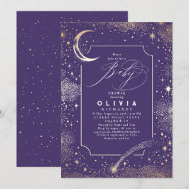 Convites Starry Night Moon Mystical Celestial Chá de fralda