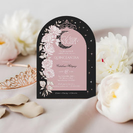 Convites Starry Night Quinceanera Floral Celestial Moon