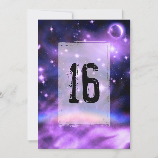 Convites Starry Night Rainbow Fantasy Sweet 16 Birthday (Frente)