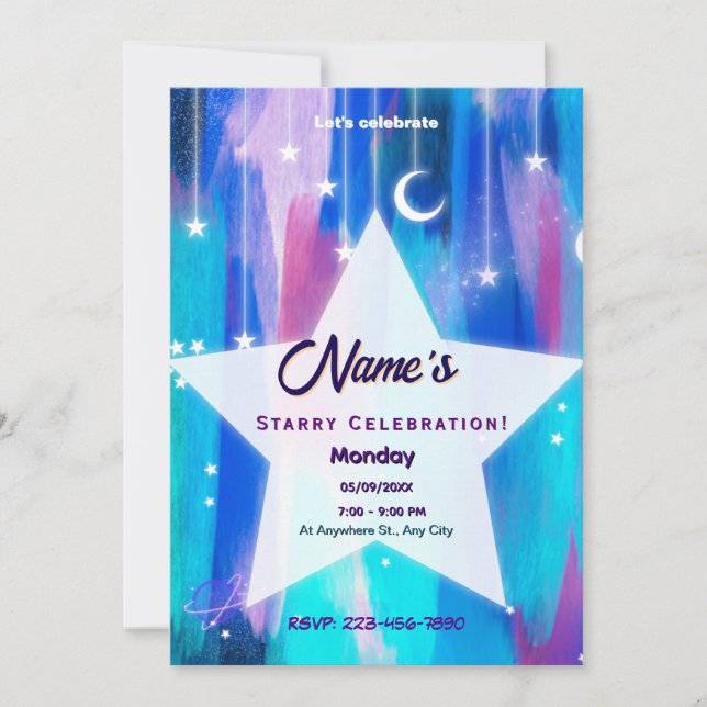 Convites Starry Night Shoting Star (Frente)