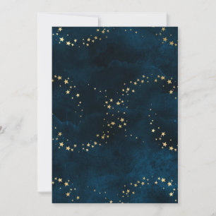 Convites Starry Night Sky - Estrelas de Ouro Azul Escuro Es