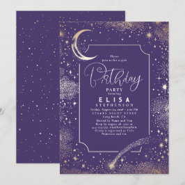 Convites Starry Night Sky Moon Mystical Celestial Aniversár