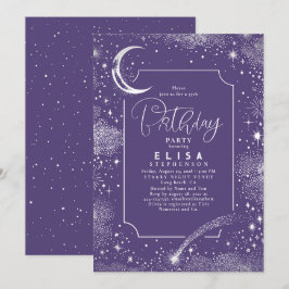 Convites Starry Night Sky Moon Mystical Celestial Aniversár