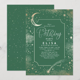 Convites Starry Night Sky Moon Mystical Celestial Aniversár