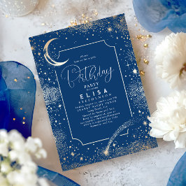 Convites Starry Night Sky Moon Mystical Celestial Aniversár