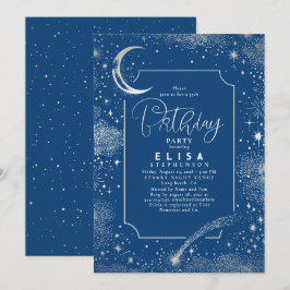 Convites Starry Night Sky Moon Mystical Celestial Aniversár