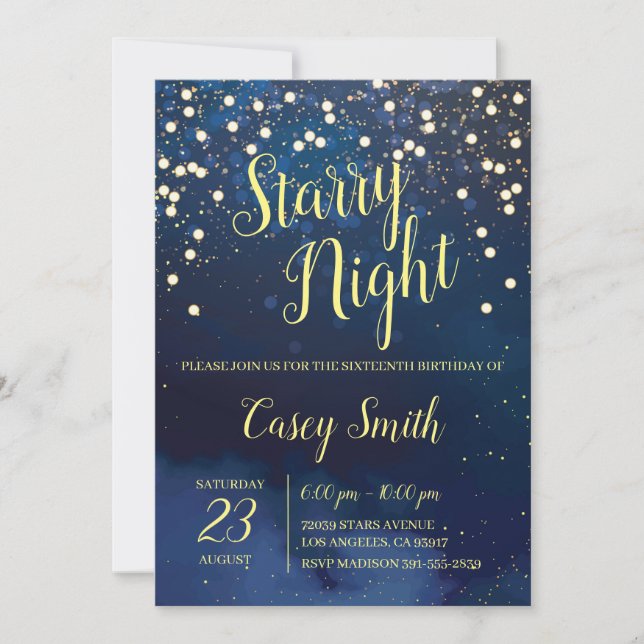 Convites Starry Night Sweet Sessenta Aniversário (Frente)